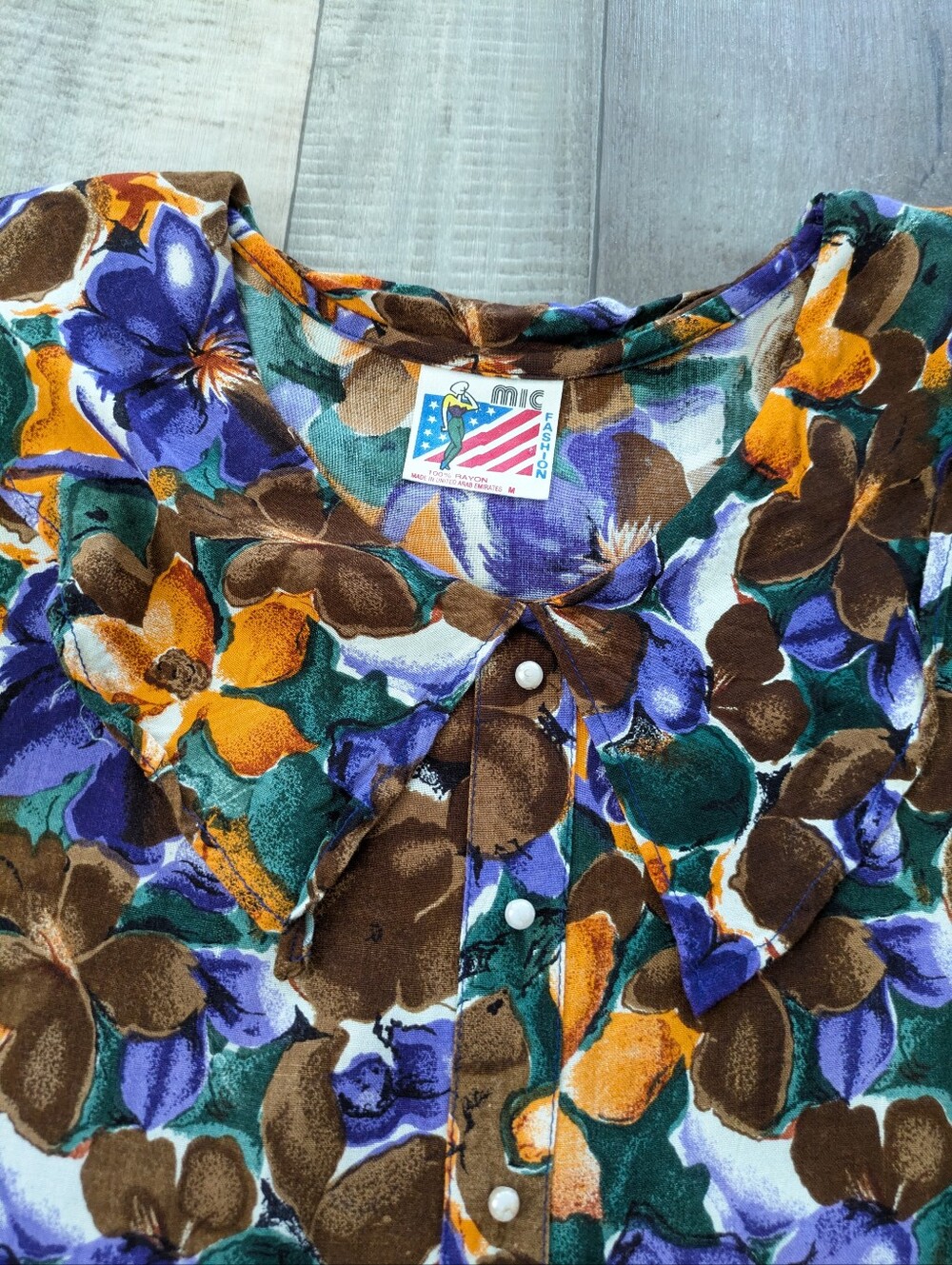 Vintage 70s Floral Fit & Flare Dress Statement Peter Pan Collar Retro Midi - Picture 9 of 9